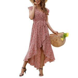 Grecerelle Summer Floral Cross V-neck Dress NWT Sz M